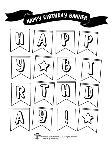 happy birthday banner coloring page printable images   finder