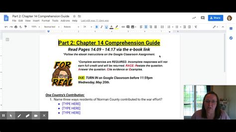 instructions part  chapter  comprehension guide youtube