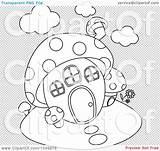 House Illustration Mushroom Coloring Outline Clip Rf Royalty Transparent Background Bnp Studio sketch template