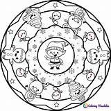 Christmas Coloring Mandala Mandalas Kids Color Holiday School sketch template