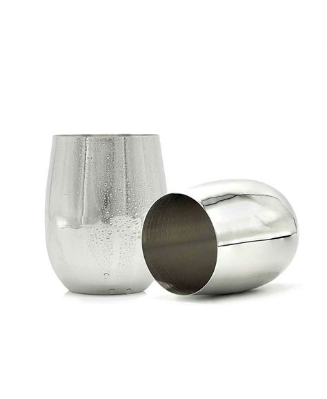 Bezrat Set Of 2 Stainless Steel Wine Glasses And Reviews Glassware