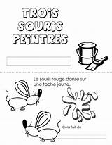 Souris Peintres Trois Feuille Maternelle Imprimables école sketch template