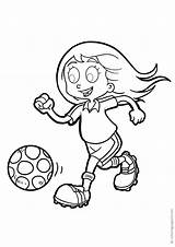 Coloring Girl Football Soccer Pages Kicks Sports sketch template