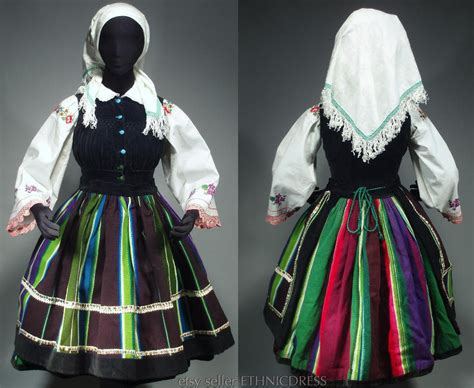 Vintage Complete Womans Polish Folk Costume From Lowicz