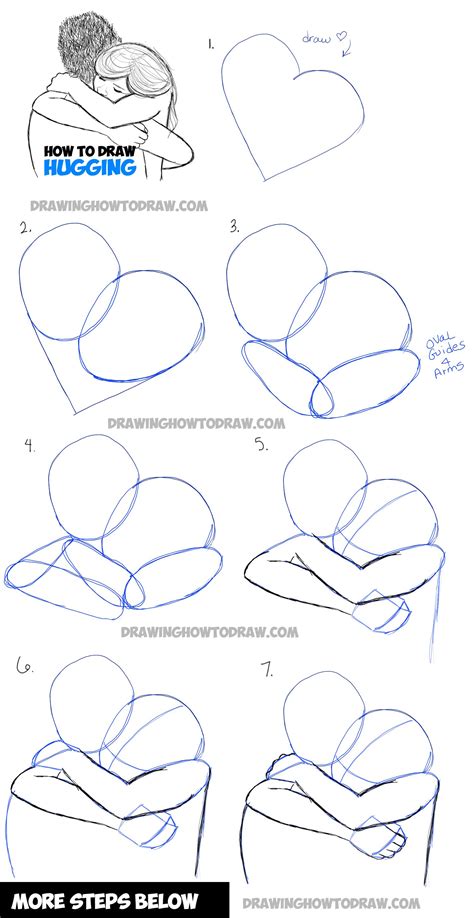 How To Draw Two People Hugging Drawing Hugs Step By Step