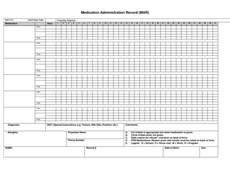 printable home  medication administration record printable