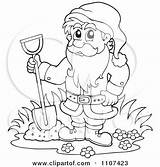 Dwarf Garden Clipart Digging Outlined Illustration Visekart Vector Royalty Watering Characters Hobbit Gardener Plants Happy His Small sketch template