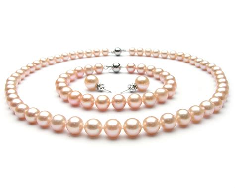 pink freshwater pearl jewelry set  mm aaa pearl jewelry sets