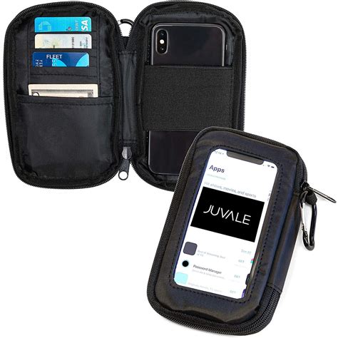 juvale rfid blocking wallet holder case  clear phone window