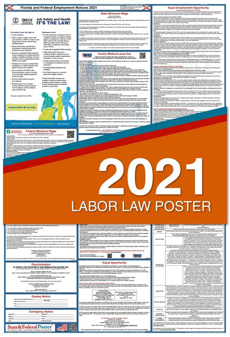 florida state  federal labor law poster laminated walmart