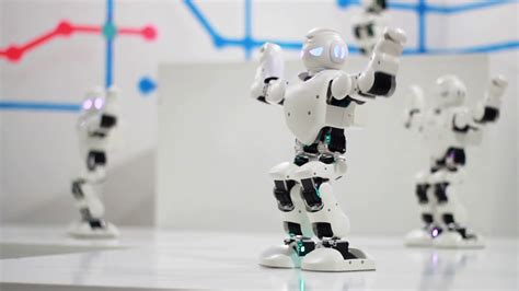 humanoid robot dance group  cute robots stock footage sbv