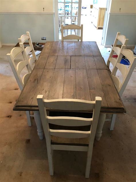 rustic solid wood extending dining table  chairs  oxford