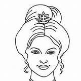 Bun Coloring Hair Princess Pages Head Template sketch template