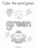 Coloring Green Color Word Pages Things Activities Colors Worksheets Printable Preschool Kids Twistynoodle Words Sheets Red Print Pre Noodle Twisty sketch template