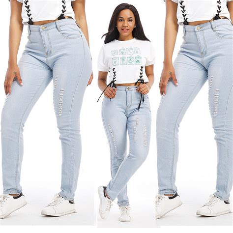 fashion casual women brand vintage high waist skinny denim jeans slim