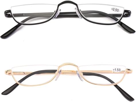 viseng half frame reading glasses for women men slim half moon lens
