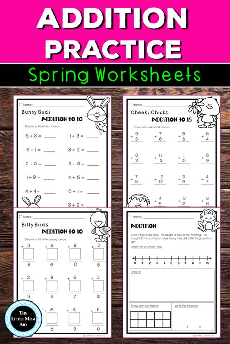 spring math addition worksheets mastering math facts tpt