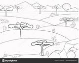 Coloring Savannah Background African Book Desert Stock Vector Illustration Nature Pages Savanna Gmail Depositphotos sketch template