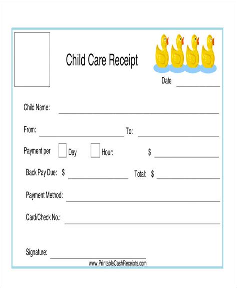 daycare receipt template collection
