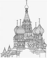 Basilio Catedral Coloriage Basil Kremlin Dessin Paysage Imprimir Rusia Vectorial Basils Basile Cattedrali Paesaggi Moscú sketch template