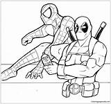 Deadpool Spiderman Pages Coloring Printable Color sketch template