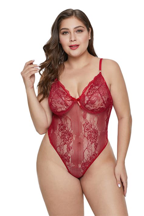 wholesale plus size lingerie cheap red sweet floral plus