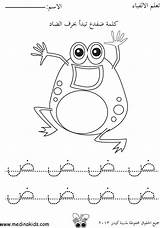 Alphabet Arabic Letter Daad Worksheets Letters Worksheet Frog Color Kids Coloring Tracing Arabe Trace Grade حرف Write عمل اوراق Work sketch template