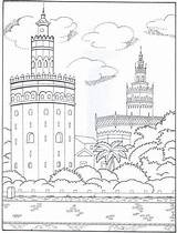 Monumentos Andalucia Andaluces Granada Torre Oro Colorea Laminas Colorir álbum Escolher Mento sketch template