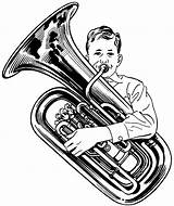 Tuba Clipart Drawing Instrument Sousaphone Playing Brass Clip Instruments Euphonium Player Musical Coloring Openclipart Da Women Svg Monochrome Vector Collaboration sketch template