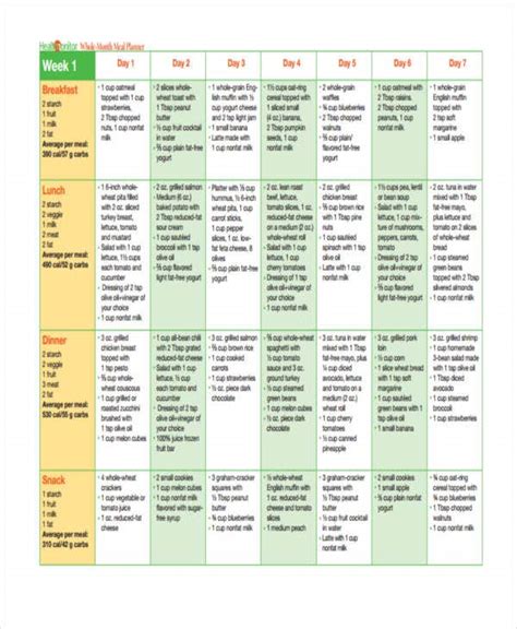 meal calendar templates   word  format