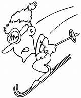 Skier Skifahren Downhill Ausmalbild Cartoonish Toupty Coloriages sketch template