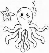 Octopus Mewarnai Coloring Gambar Hewan Laut Bintang Gurita Preschool Anak Ikan Animasi Digambar Bagus Ilustrasi Designlooter sketch template