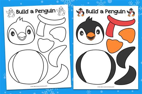 build  penguin  printable kids craft  merry