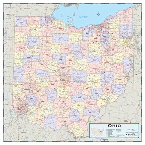 ohio counties wall map  mapscom mapsales
