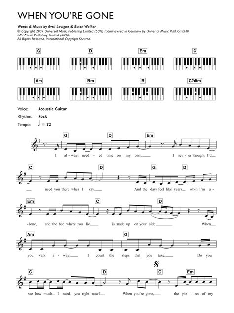 youre  sheet  avril lavigne piano