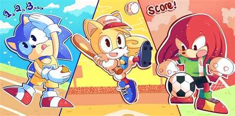 Domestic The Maid — Classic Sonic Tails And Knuckles Playing Sports