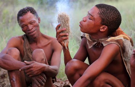 Bushmen Botswana Two Men Of The Bushmen Tribe In