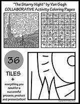 Collaborative Projects Starry Gogh Van Group Night Coloring Kids Classroom Worksheets Pages Activity Project Elementary Board Mural Teacherspayteachers Students Tiles sketch template