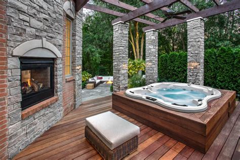 Backyard Design Ideas For Hot Tubs Fireplace Tubs Anchordeco