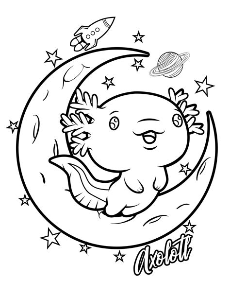 cute axolotl coloring page digital  axolotls etsy