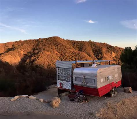 camper rental airbnb  topanga canyon vintage shasta camper