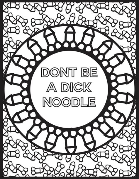 printable adult coloring book page dick noodle