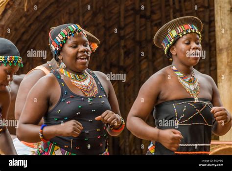 zulu maidens dancing in traditional dress in south africa at the
