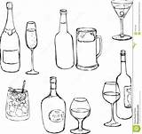 Alcohol Drawing Drinks Drinking Bottle Bottles Liquor Drawn Glass Illustration Vector Line Set Hand Drawings Paintingvalley sketch template