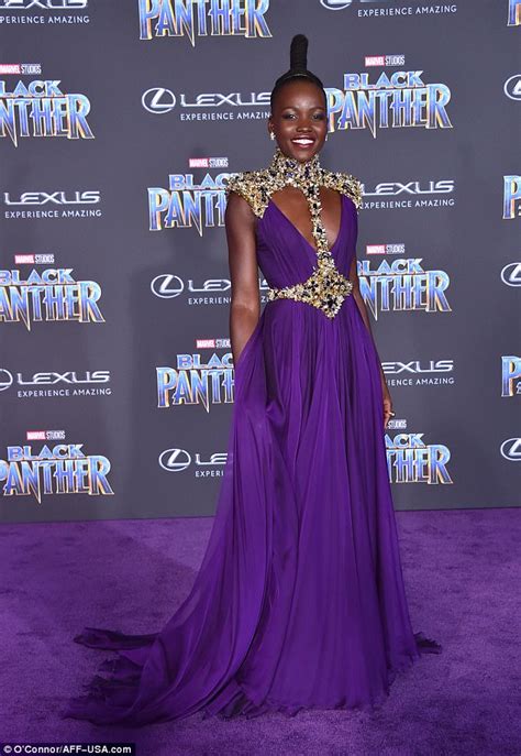 Lupita Nyong O Dons Purple Dress At Black Panther Premiere
