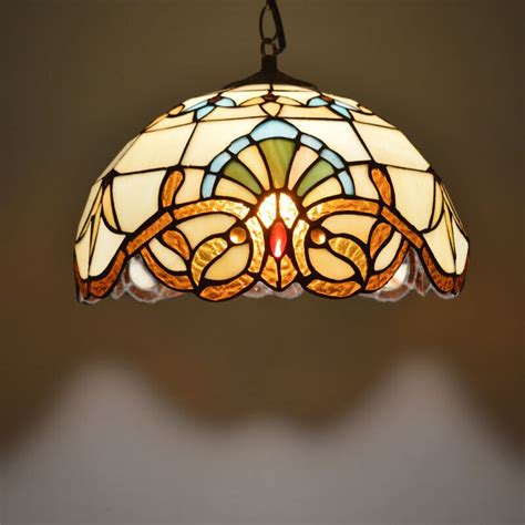 Tiffany Pendant Light Baroque Style Hanging Lamp 12 Inch