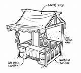 Booth Renaissance Market Faire Fair Stalls Event Themed Medieval Merchant Vendor Stall Drawing Booths Roof Display Craft Fun Cart House sketch template