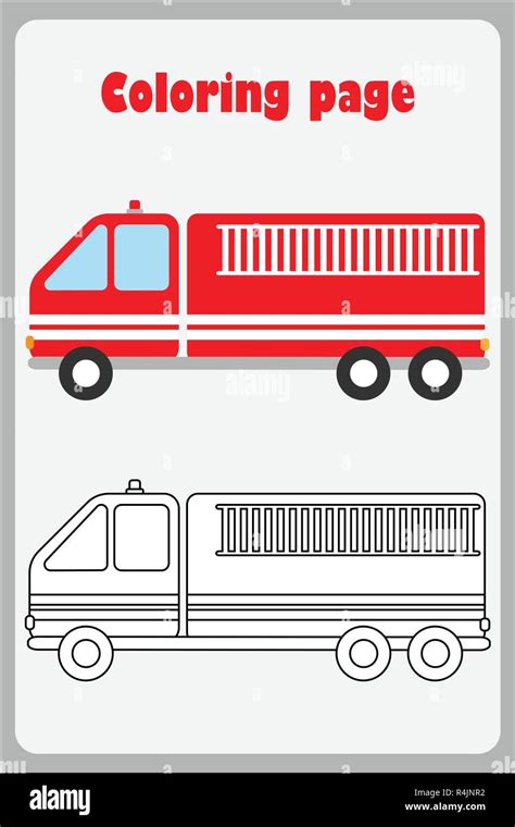 fire truck  cartoon style coloring page education paper game