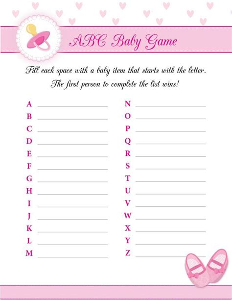 printable baby shower games  girls  baby shower games