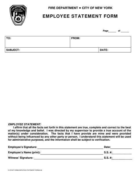 employee statement form templates  allbusinesstemplatescom